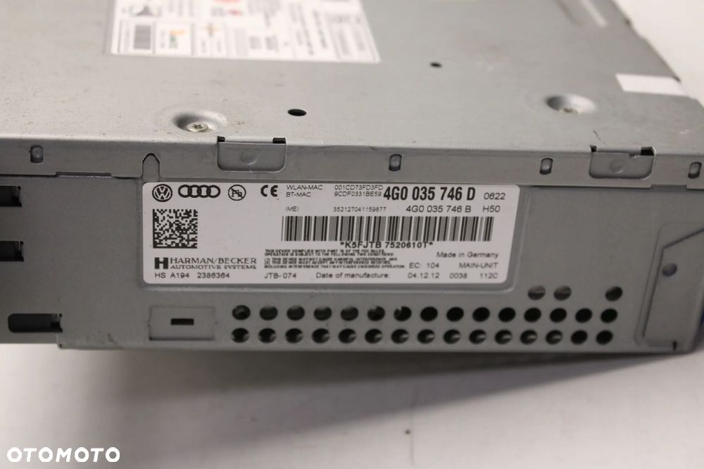 AUDI A7 C7 4G 10R- RADIO RADIOODTWARZACZ NAWIGACJA CZYTNIK PANEL 4G0035746D - 5