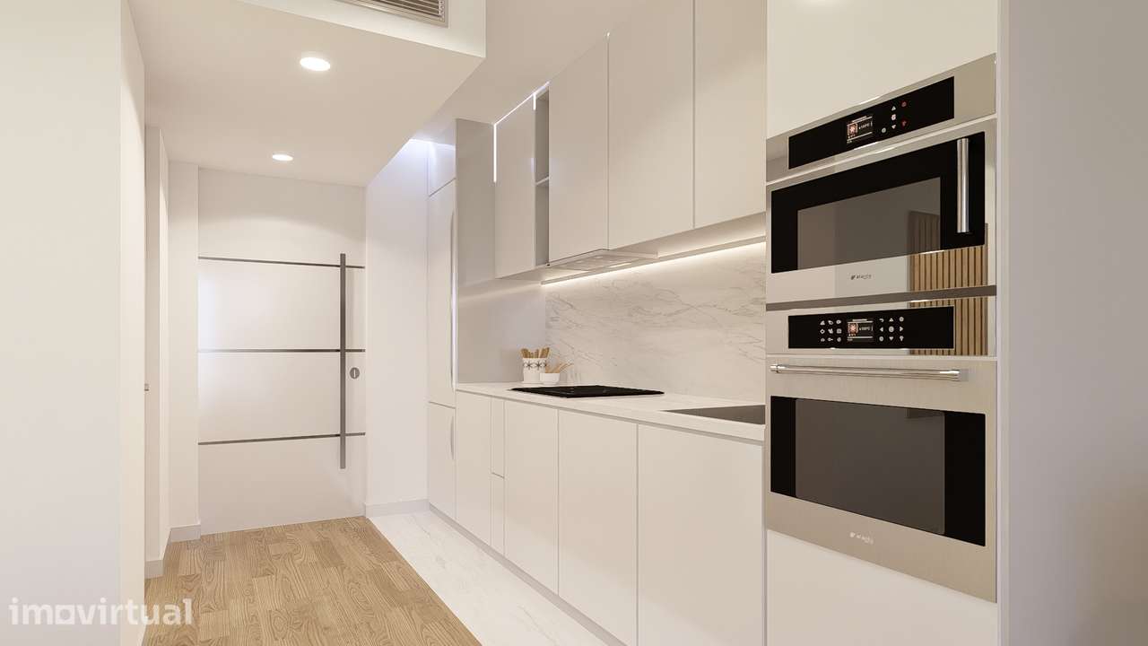 T0 Novo varanda e garagem em condomínio Fechado com jardim - Grande imagem: 3/42