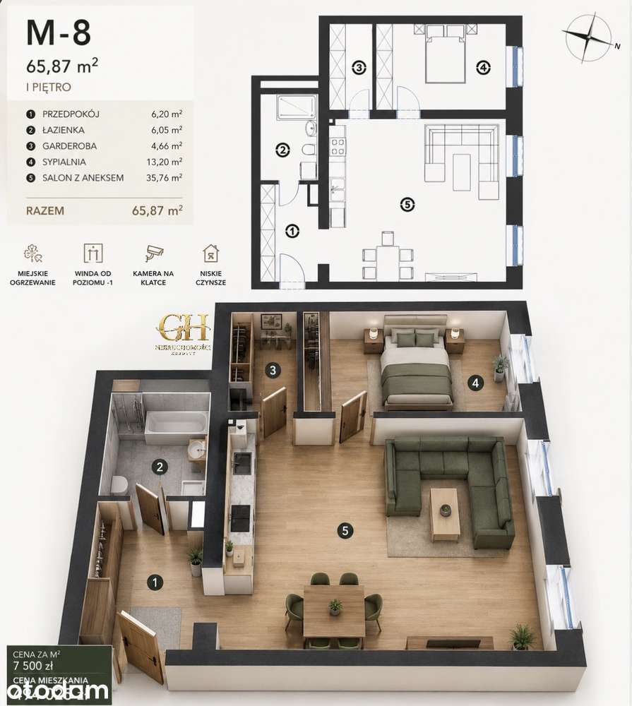 Mieszkanie 65,87 m² – I piętro | Do własnej aranżacji | Bez PCC