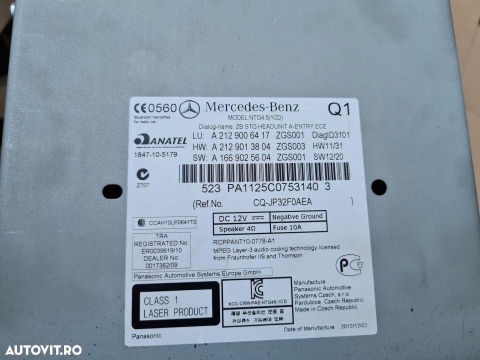 cd player cu navigatie mercedes e class w212 non facelift 2009-2014 - 3