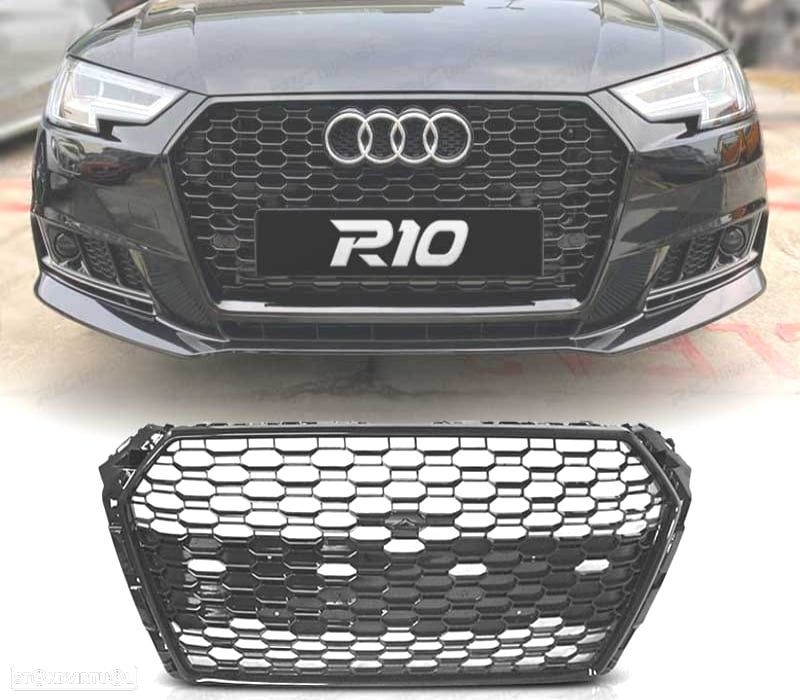 GRELHA FRONTAL AUDI A4 B9 15-19 LOOK RS4 PRETO BRILHO - 1