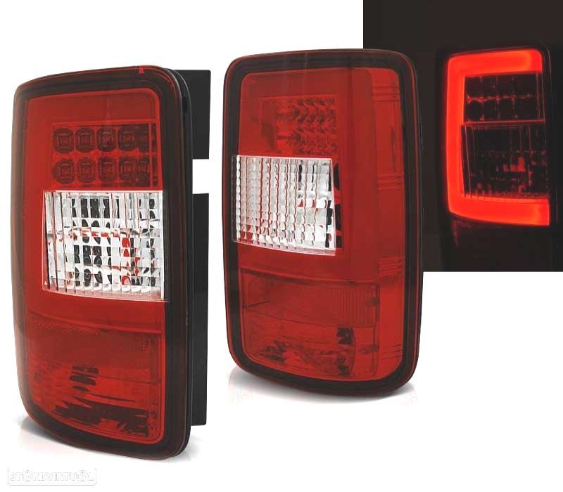 FAROLINS TRASEIROS VOLKSWAGEN VW CADDY 04-10 LED VERMELHO CROMADO - 1
