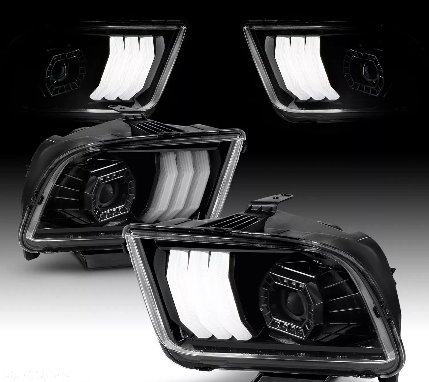 Reflektor Lampa kpl Led Neon Tuning Black Czarne Ford Mustang V 5 2004-2009 - 2