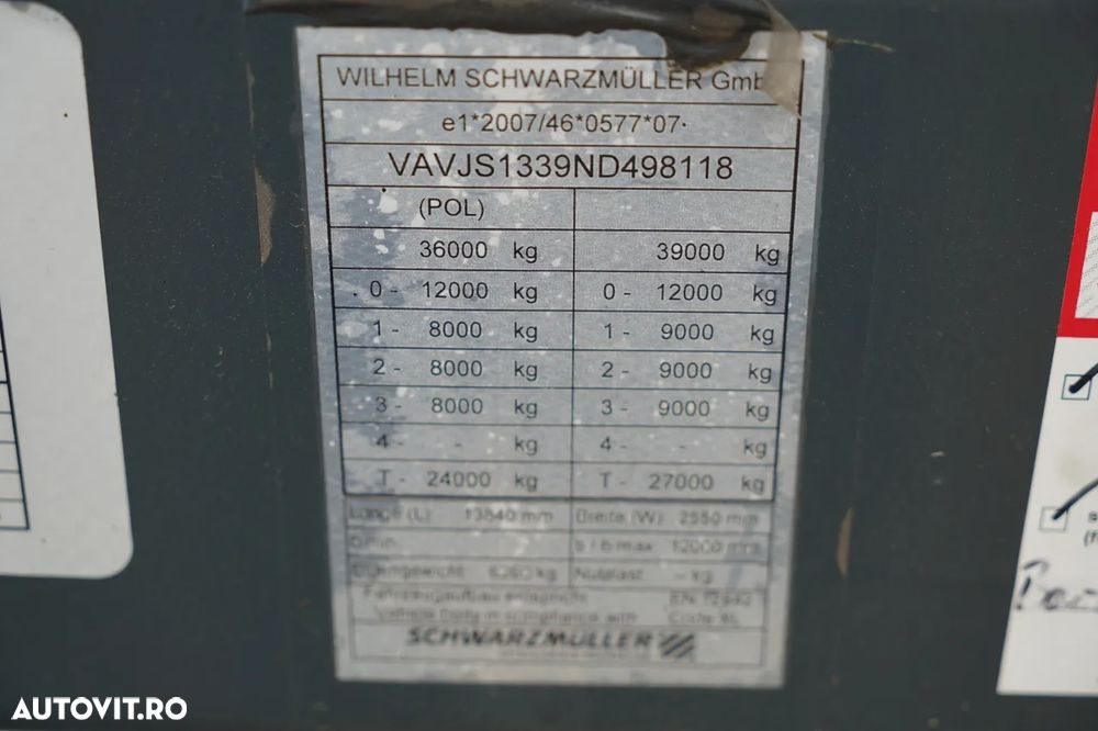 Schmitz Cargobull / CORTINĂ / MEGA / PUNȚĂ RIDICATĂ / PUNȚI SAF / ACOPERIȘ RIDICAT / PRELATĂ ARMATĂ - 29