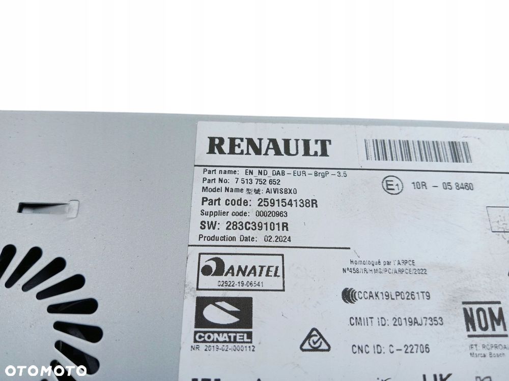 RADIO NAWIAGACJA RENAULT CAPTUR II CLIO V ARKANA 259154138R 283C39101R - 4