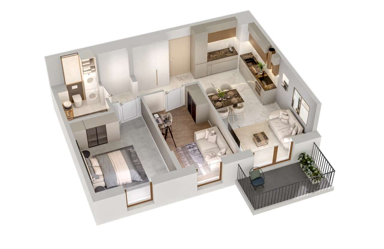 56,48 m² 3 pokoje balkon 5,15 m² bezpośrednio od dewelopera