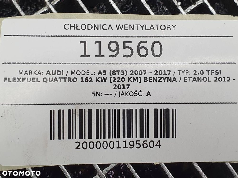 CHŁODNICE KOMPLET KLIMATYZACJA WENTYLATOR AUDI A5 8T 2.0 TFSI 8K0121251T - 9