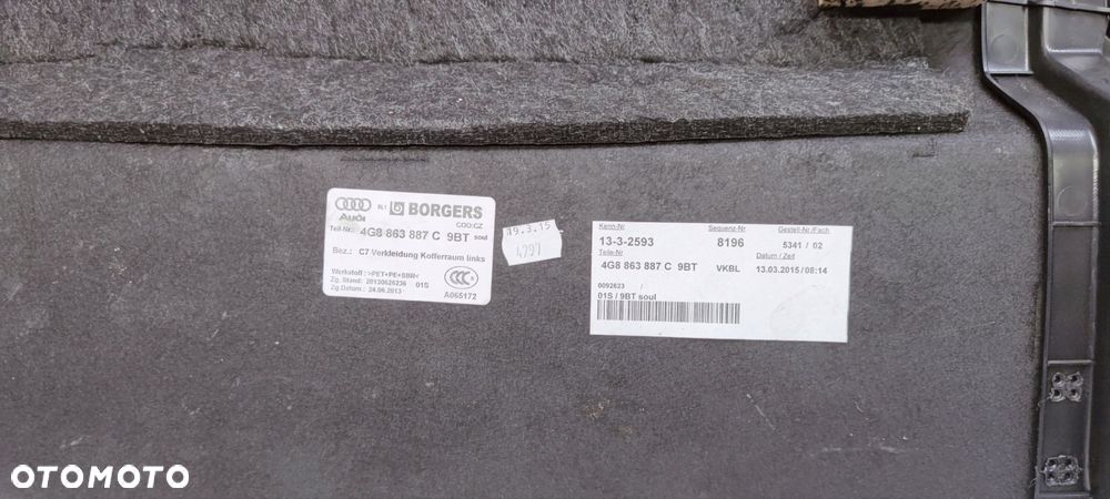 TAPICERKA BOCZEK BAGAŻNIKA LEWY AUDI A7 4G8863887C - 3