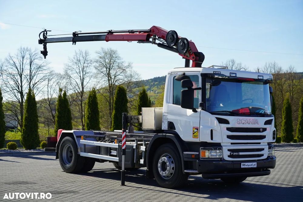Scania P 250 / 4X2 / CILINDRU BASCULABIL / + HDS HMF 635 K2 / EXTENSIE MAXIMĂ 7 M / RADIOCOMANDĂ / ROTARE / EURO 6 - 9