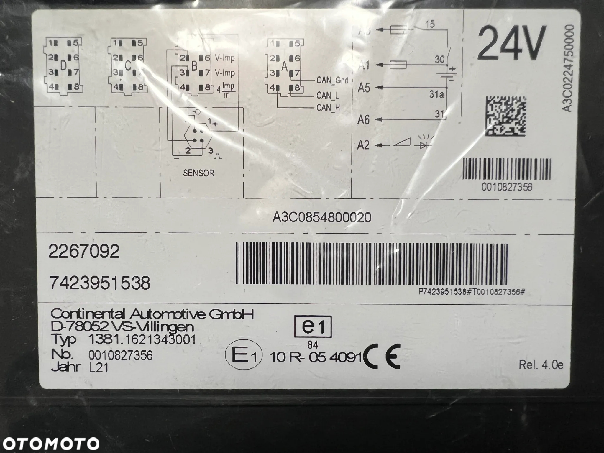 Tachograf cyfrowy Continental 4.0e DAF XF 106 Lift 2267092 - 2