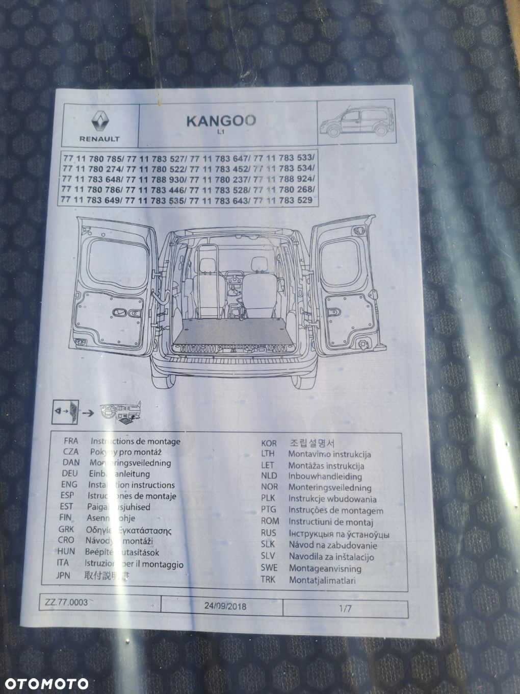 MERCEDES CITAN L1 Zabudowa busa Podłoga NOWA ORGINALNA ANTYPOSLIZGOWA 7711788924 - 6