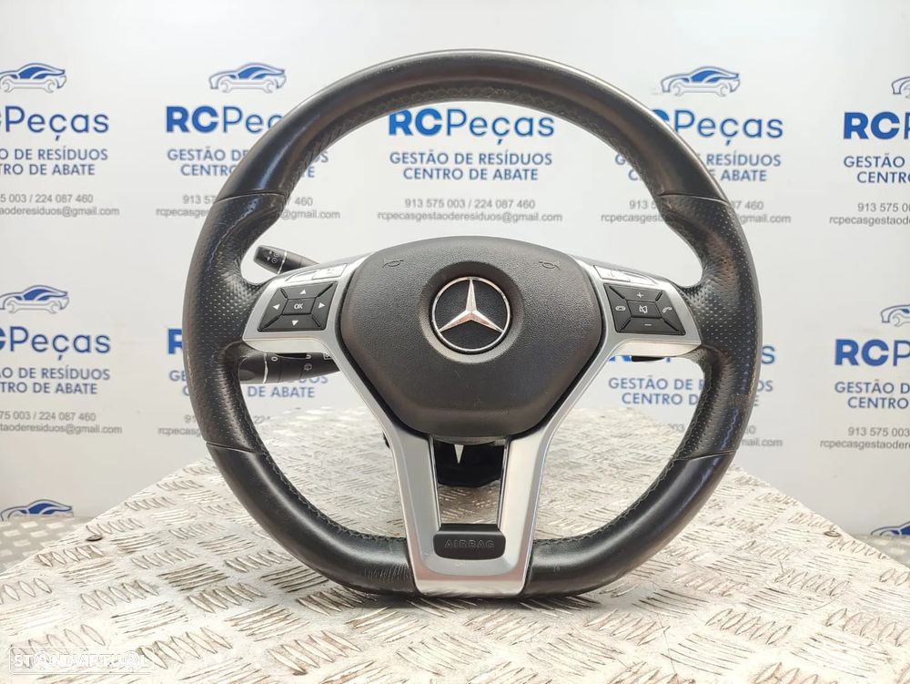 Volante Completo Flat Bottom em Pele Perfurada Original Mercedes Benz Class C W204 AMG Facelift Patilhas Multifunções - 7