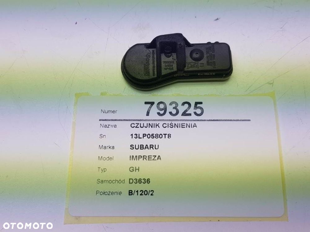 CZUJNIK CIŚNIENIA W OPONIE TPMS SUBARU IMPREZA GH 13LP0580T8 - 2