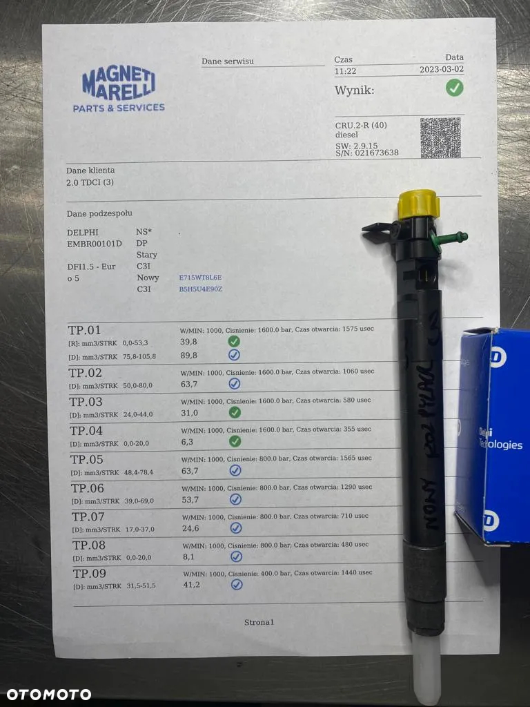 WTRYSKIWACZ TEST 2.0 TDCI HDI EMBR00101D NOWY ROZPYLACZ WTRYSK WYDRUK IMA SPRAWDZONE FORD MONDEO S MAX PEUGEOT 508 CITROEN C4 9686191080 - 4