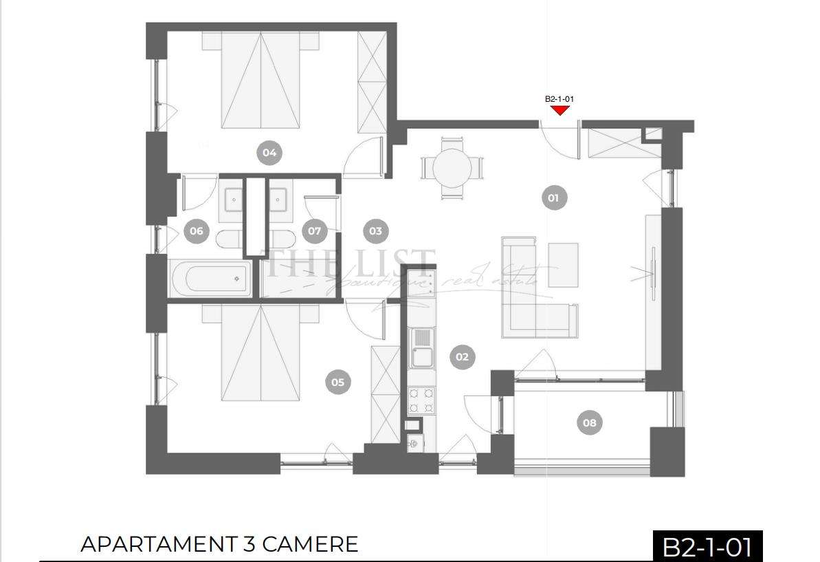 Apartament 3 Camere – Sector 1, Zona Mall Colosseum (Bloc Nou, Etaj 3) — fotografia 3