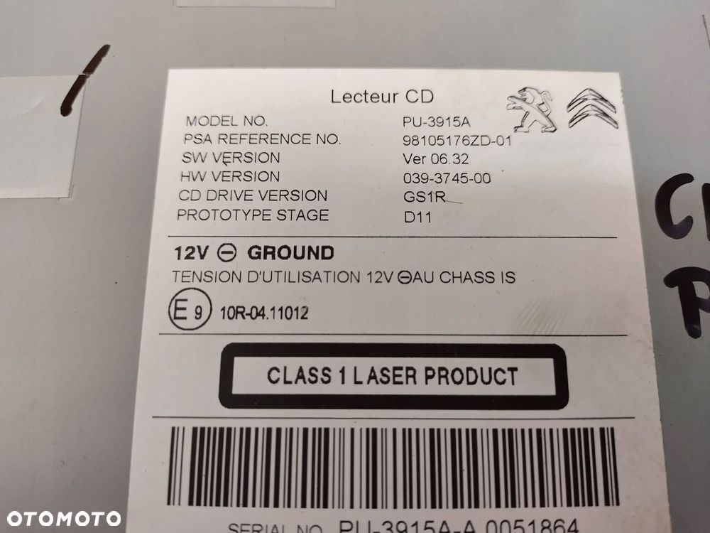 peugeot citroen czytnik pŁyt cd pu-3915a oryg - 5