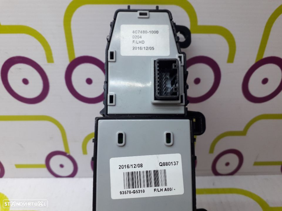 Comando de Vidros Frt / Esq Kia Niro de 2016 - Ref : 93570G5310 - NO320108 - 4