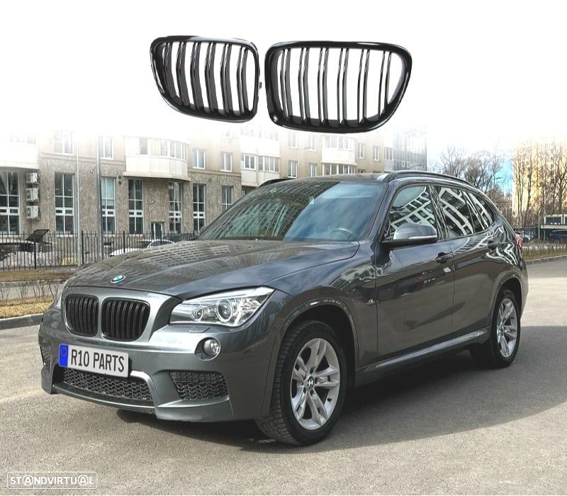 GRELHA DUPLA BMW X1 E84 09-14 LOOK M4 PRETO BRILHANTE - 1