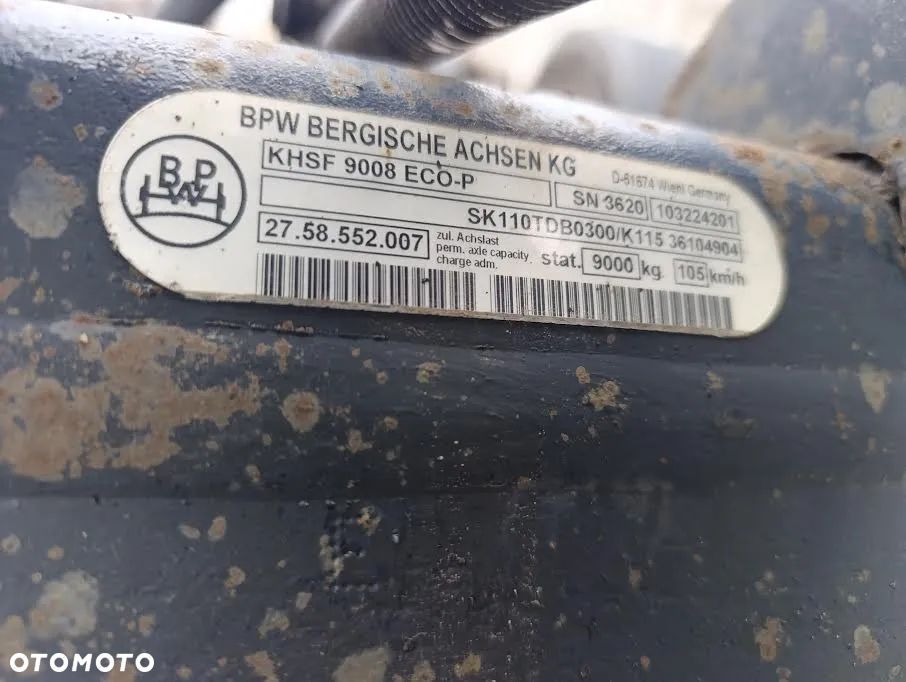 Oś BPW Naczepa Przyczepa  Mega Resor Pół resor Felga 19.5 Opony 245/45r19.5 - 5