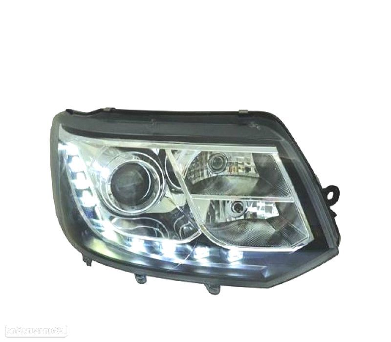 FARÓIS FRONTAIS PARA VOLKSWAGEN VW T5 MULTIVAN CARAVELLE 09-15 CROMO PRETO - 1