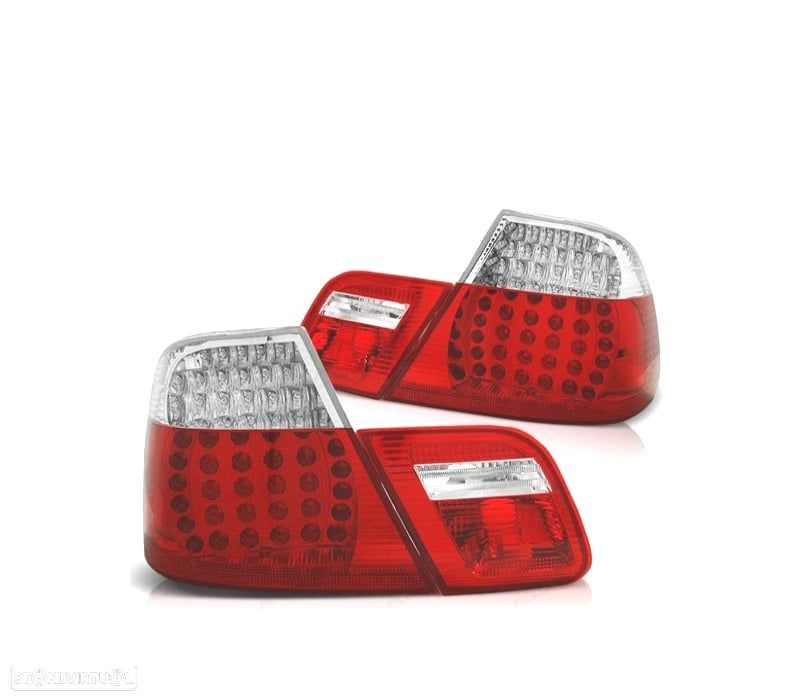 FAROLINS TRASEIROS BMW E46 CABRIO 99-03 LED VERMELHO CROMADO LOOK M3 - 1