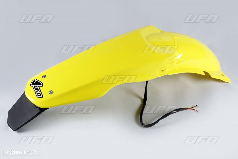 guarda lamas traseiro com sinalizador led ufo amarelo suzuki rm 125 / 250 - 1