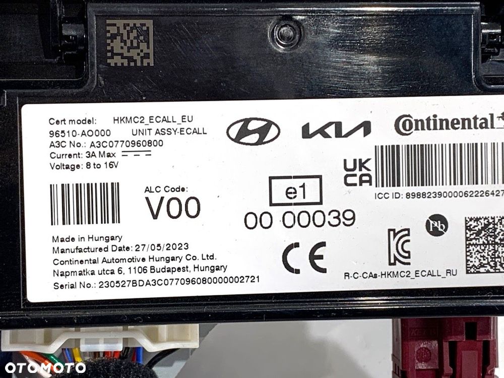 MODUŁ E-CALL  KIA NIRO II (SG2) 2022 - EV 150 kW [204 KM] elektryczny 2022 - 96510-AO000 - 4