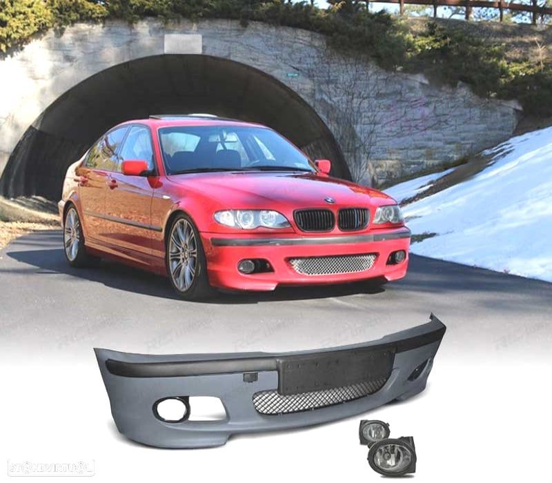 KIT CONJUNTO PÁRA-CHOQUES BMW E46 99-05 LOOK M + FARÓIS DE NEVOEIRO - 1