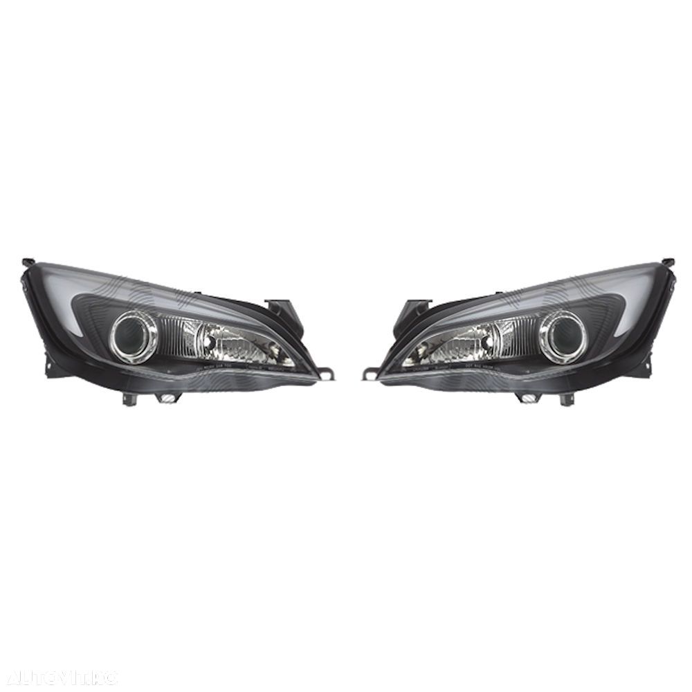 Set faruri tuning Opel Astra J 09.2009 cu 5 Usi/Sedan/Combi, Manual, tip bec H9, negru transparent, lumina de parcare cu fibre optice, stanga/dreapta - 1