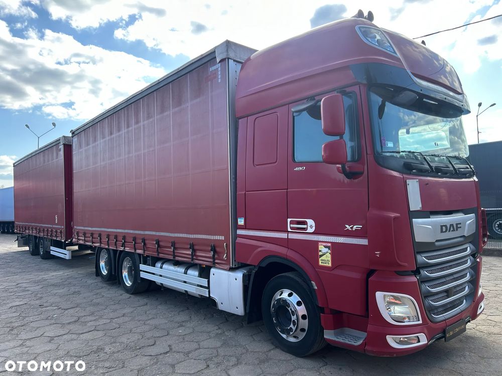 DAF XF 106 480 RETARDER / ZESTAW TANDEM / ALUFELGI / KONTRAKT SERWISOWY / 3 OŚ PODNOSZONA BLIŹNIAK / DAF + PRZYCZEPA / ZABUDOWY REDOS PODNOSZONY DACH / OSIE SAF / ŚWIATŁA LED / 2019 ROK !! - 2