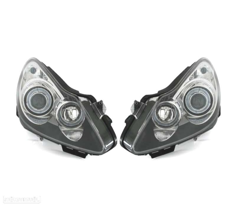FARÓIS OPEL CORSA D 06-10 ANGEL EYES FUNDO PRETO - 1