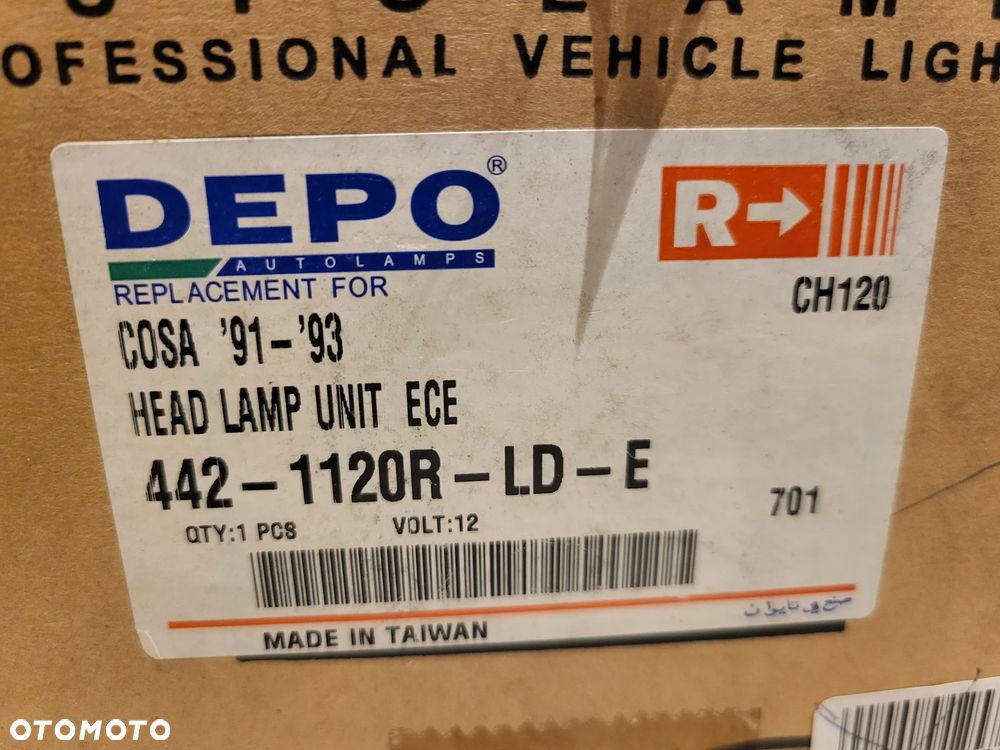 Reflektor Prawy  H4, manualny, bez silnika OPEL CORSA A 09.82-03.93 - 3