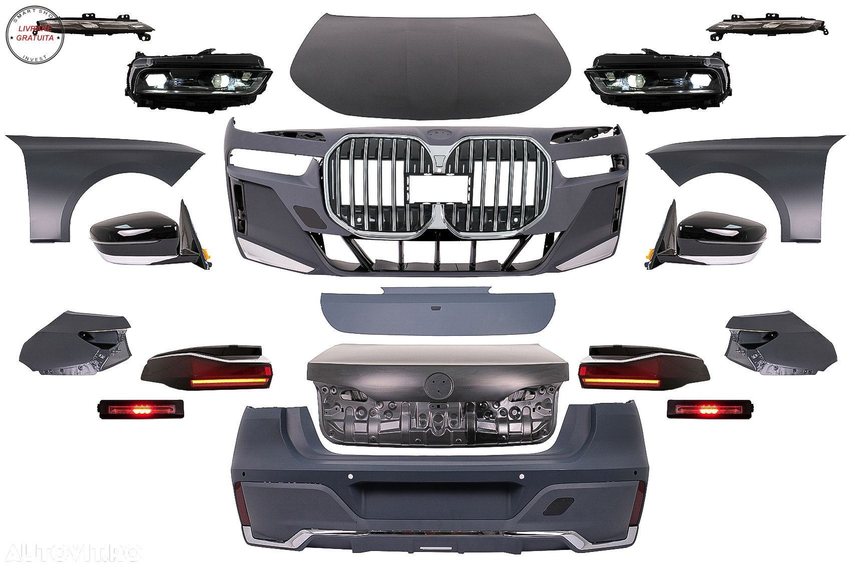 Pachet Exterior Complet BMW Seria 7 Series F01 (2008-2015) Conversie la G70 2022 D- livrare gratuita - 1