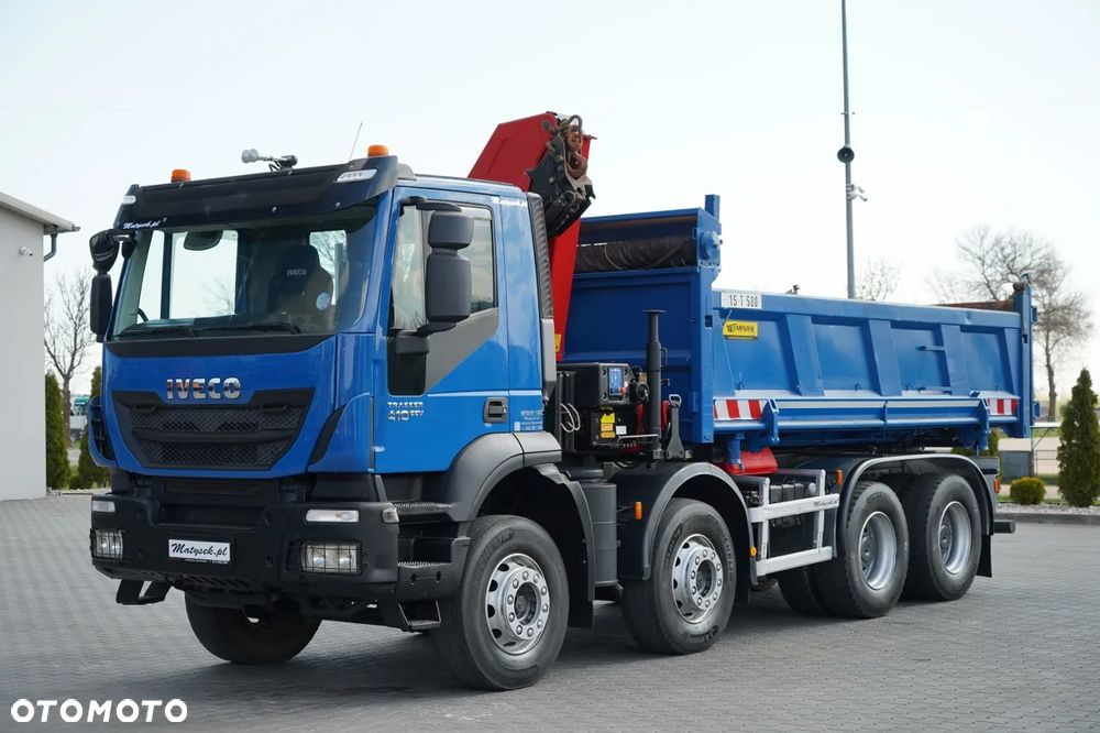 Iveco TRAKKER 410 EEV / 8X4 / Wywrotka 2 STRONNA / HYDROBURTA / BORDMATIC / HDS HMF 1730 K2 / EURO 5 EEV - 12