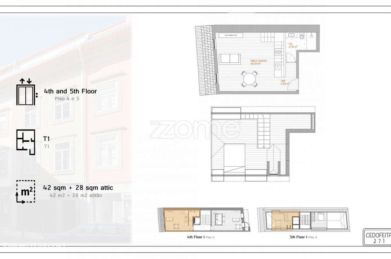 Apartamento T0+1 duplex frente Cedofeita Porto (Fração G) - Grande imagem: 4/11