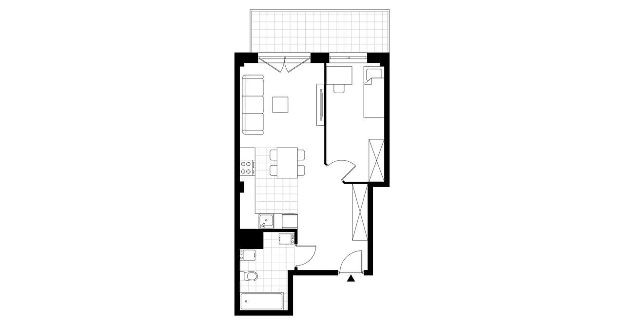2-pokojowe mieszkanie 44m2 + loggia - Pełny obrazek: 3/9