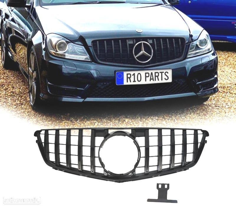 GRELHA DIANTEIRA PARA MERCEDES W204 07-14 LOOK AMG GT PRETO BRILHANTE - 1
