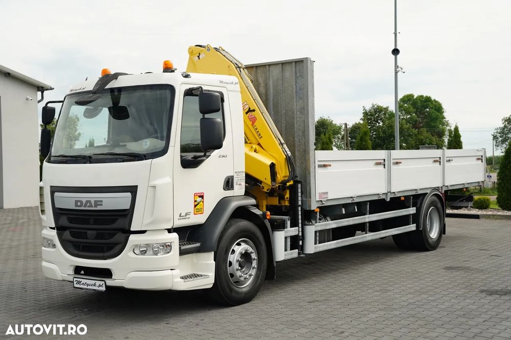 DAF LF 250 / 4X2 / LIVRARE - 7.3 + HDS HYVA HB 150X -E3 / RADIOCOMANDĂ / ROTATOARE / MAX. CAPACITATE DE RIDICARE: 5200 KG / EURO 6 - 8
