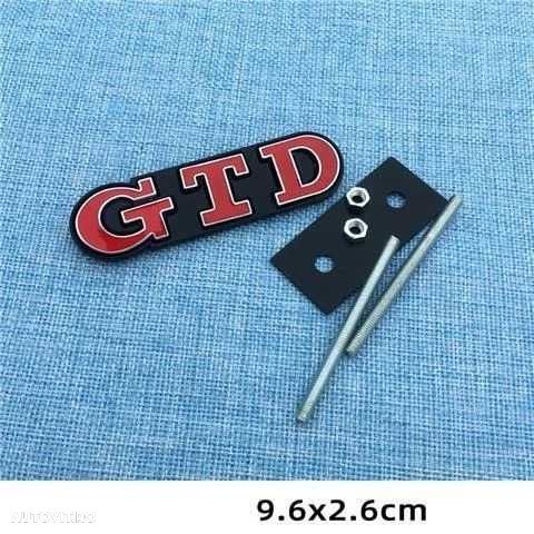 Emblema Metalica 3D cu Suport GTI GTD pentru Grila Fata VW Volkswagen - 6