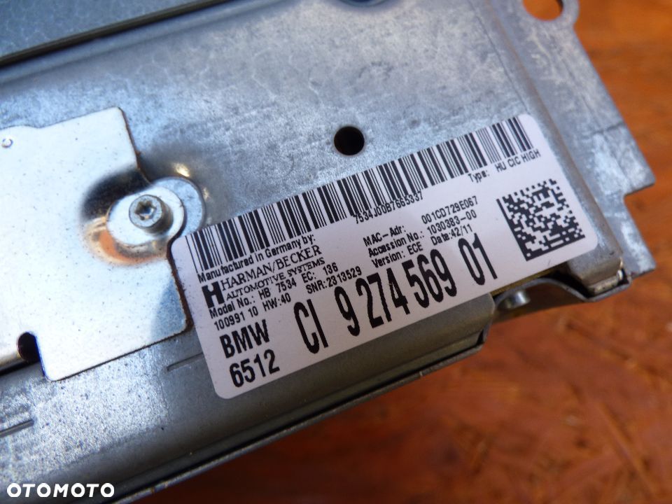 NAWIGACJA CZYTNIK BMW F01 f02 F10 F07  F06 F12 F13 HARMAN/BECKER 9293395  9274569  9207451 - 4