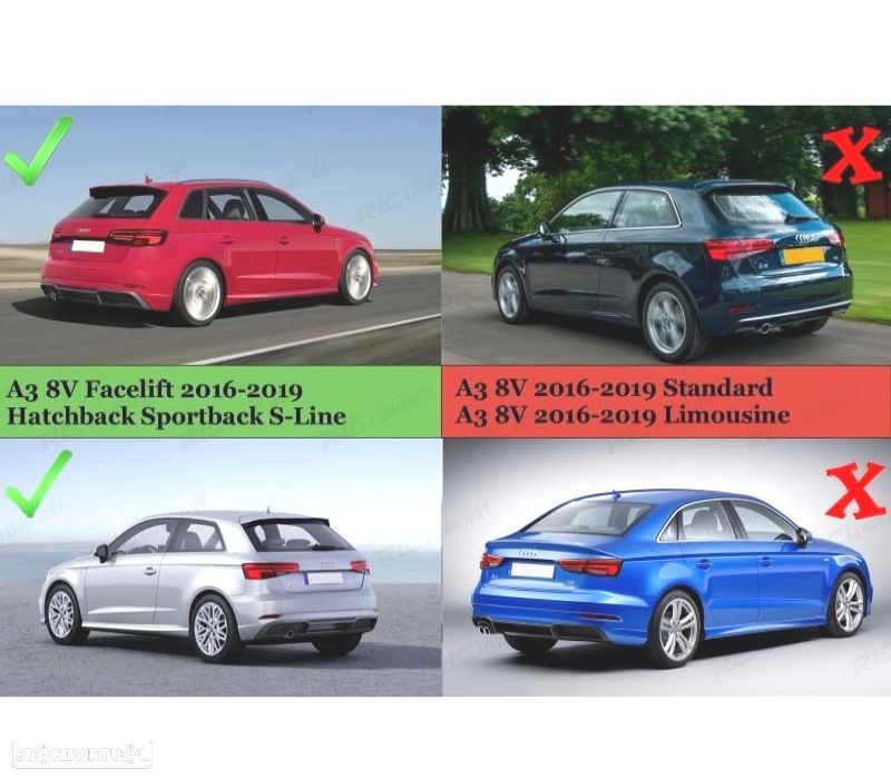 DIFUSOR TRASEIRO AUDI A3 S3 8V 16-20 LOOK S3 - 3