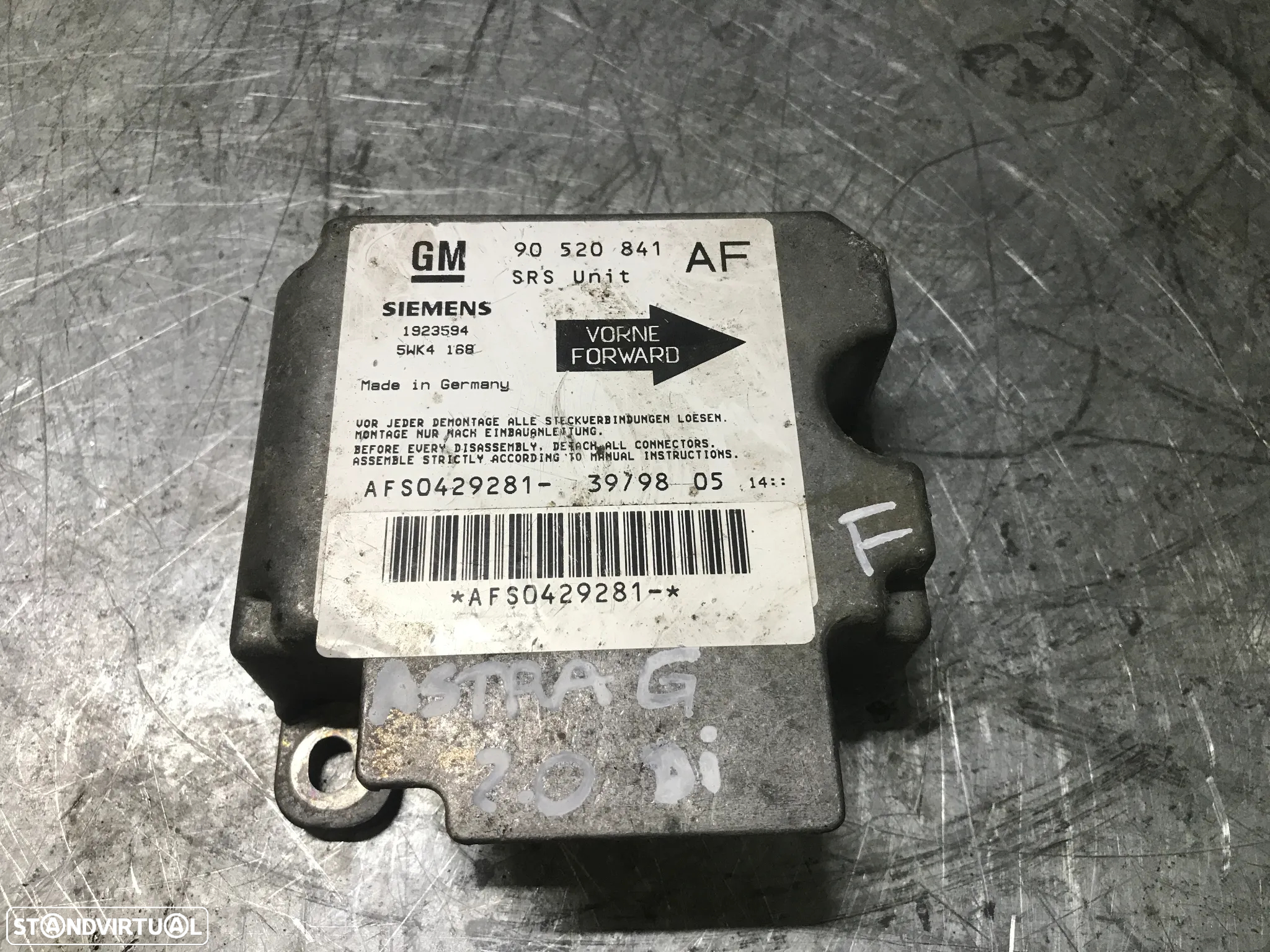 CENTRALINA DO AIRBAG OPEL ASTRA G 98-03 90520841 - 2