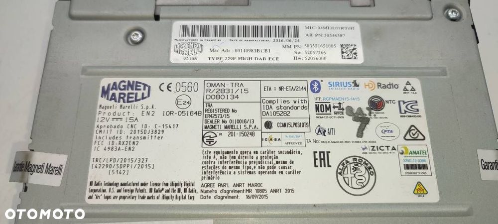 RADIO NAWIGACJA 50546587 ALFA ROMEO GIULIA STELVIO EUROPA - 2