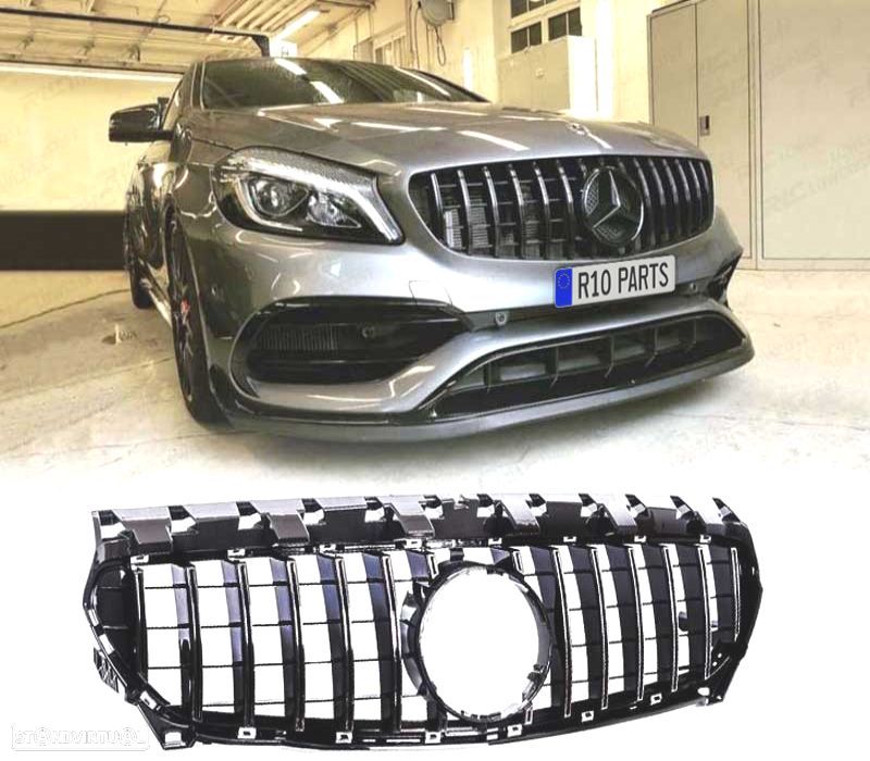 GRELHA FRONTAL MERCEDES CLA W117 13-16 LOOK GTR PRETO BRILHANTE - 1