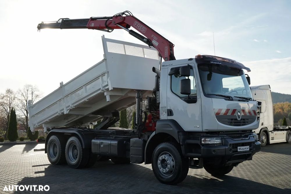 Renault KERAX 410 / 6x4 / BASCULĂ + HDS FASSI F150 / platformă hidroizolatoare / BORDMATIC / anvelope 100% / graifer - 5