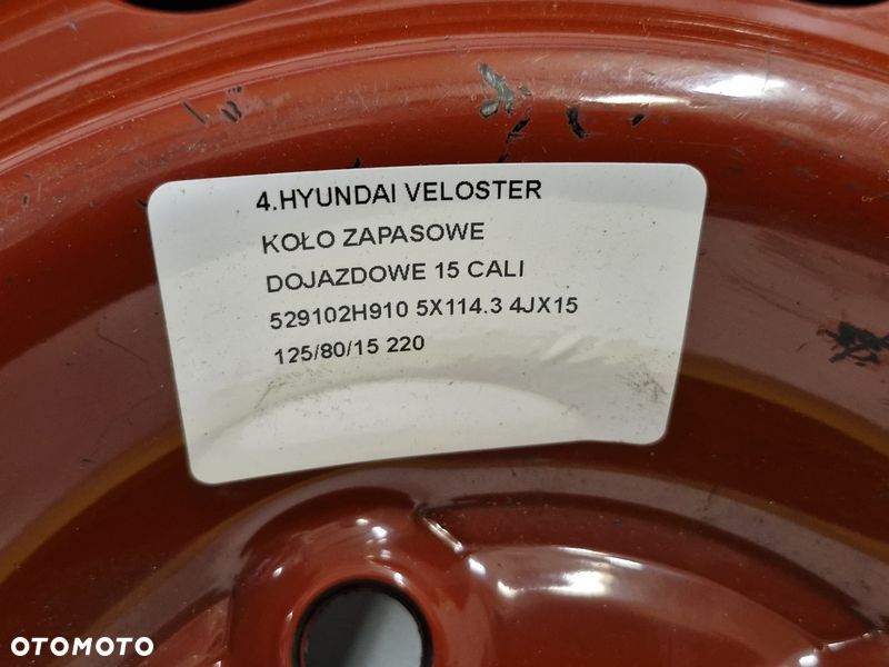 HYUANDAI VELOSTER KOŁO ZAPASOWE DOJAZDOWE 529102H910 5X114.3 4JX15 125/80/15 - 5