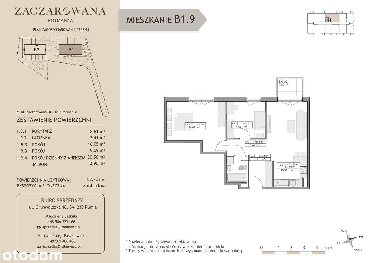 Mieszkanie na sprzedaż, 3 pokoje, 58 m², Rotmanka