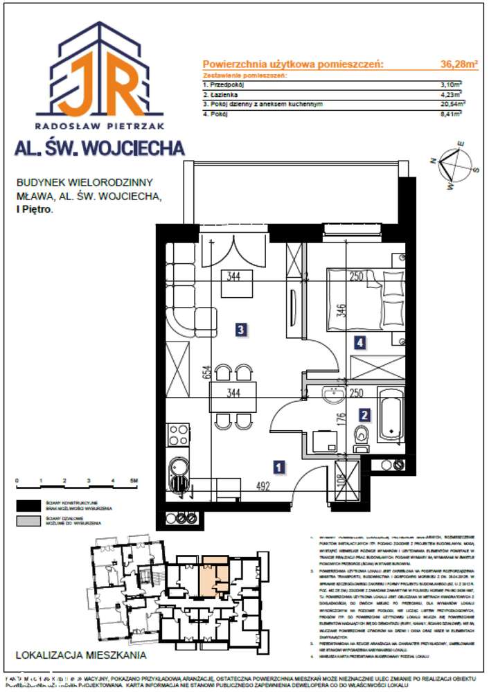 Mieszkanie Aleja Świętego Wojciecha 36,28m2 - Mława w Budowie