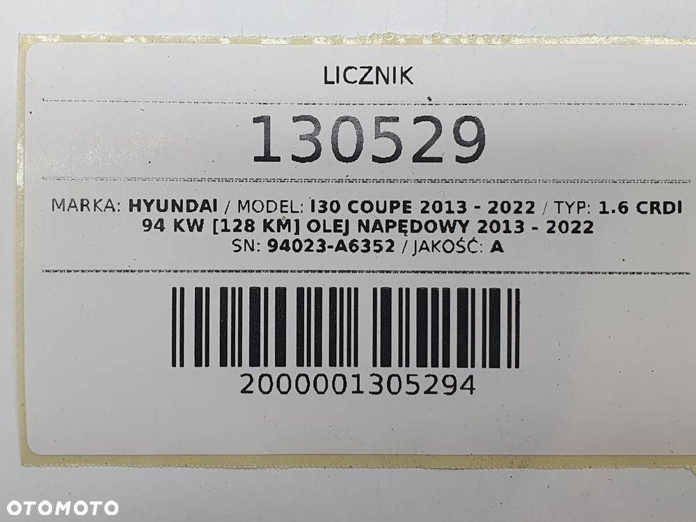 LICZNIK ZEGARY 1.6 CRDI HYUNDAI I30 II COUPE EU 94023-A6352 - 6