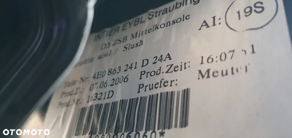 Tunel środkowy podłokietnik skóra skórzany telefon Audi A8 D3 4E0863241D 4E1035747 - 9